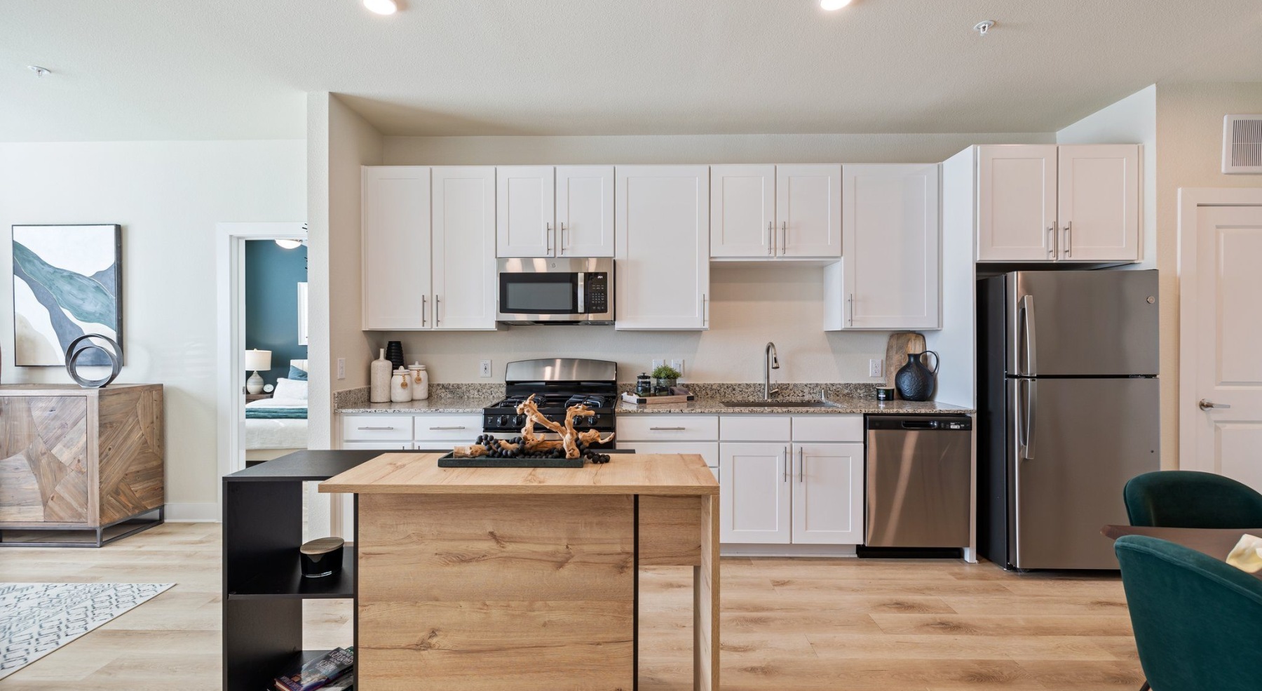 Well-lit kitchen with ample counter space