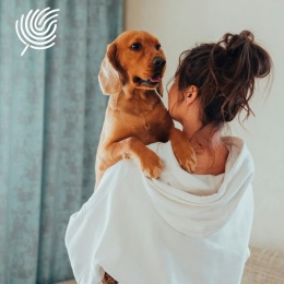a woman and her dog