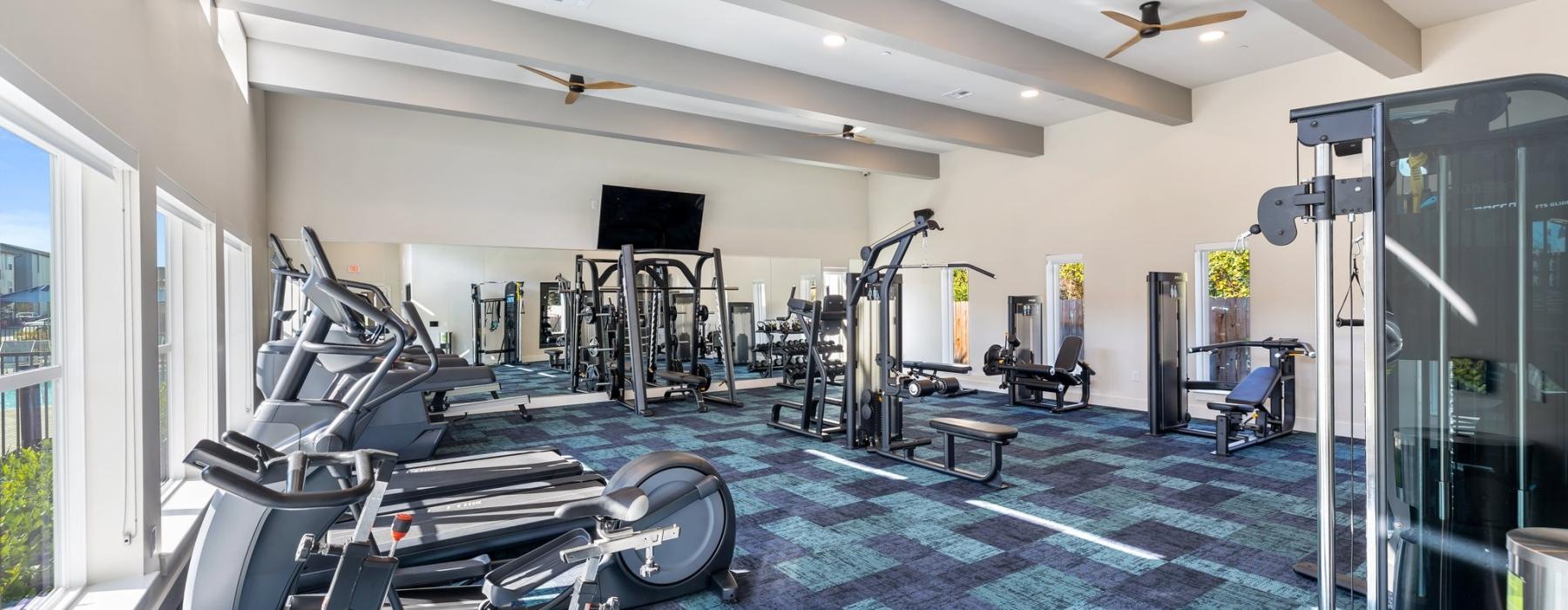 a gym with exercise equipment